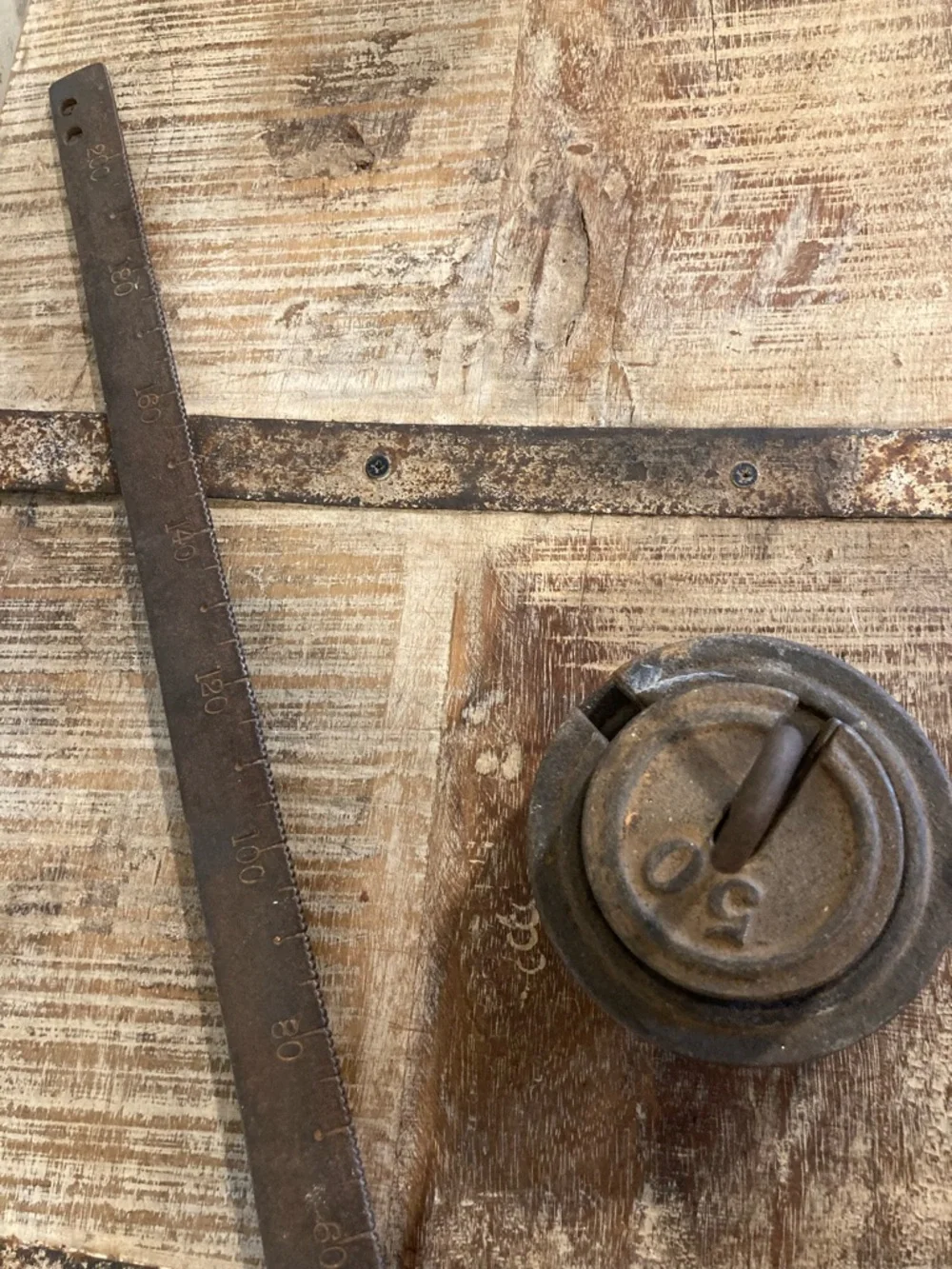 Antique Chatillon 100 lb Steelyard Scale w/ Weights – Rustic Industrial Decor